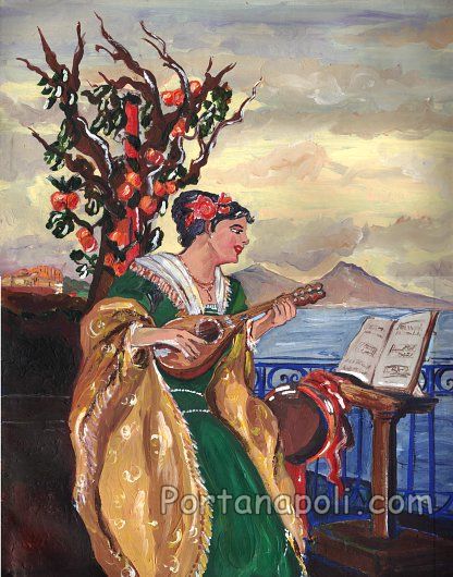 Suonatrice di mandolino a Napoli
