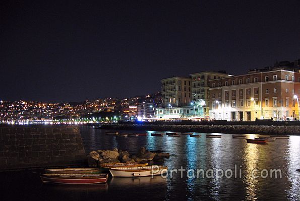 Night view panorama of Naples' seashore